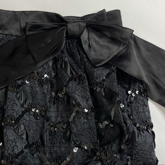 Vintage PROPHECY Black Sequined Lace Party Grunge WhimsiGoth Maxi Skirt Size 14 - Picture 3 of 12